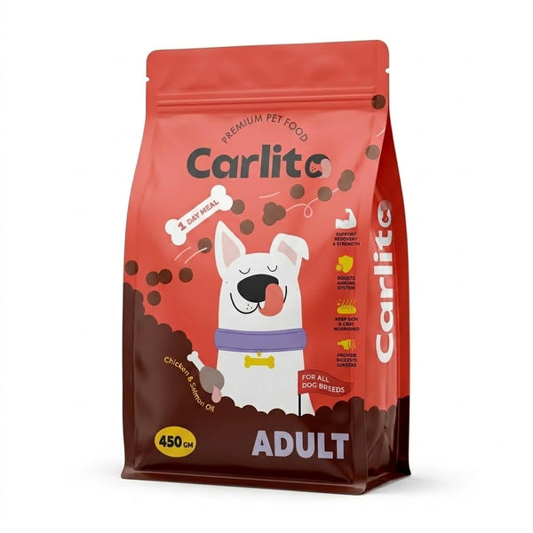 Carlito Premium Pet Food Adult Dogs - Chicken + Salmon Oil - 450g - 1 Day Meal