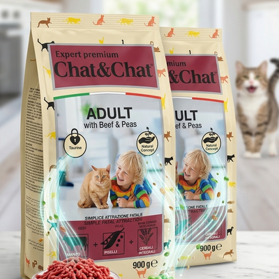 Chat & Chat Expert Premium Adult Cat Food Beef & Peas - 900g