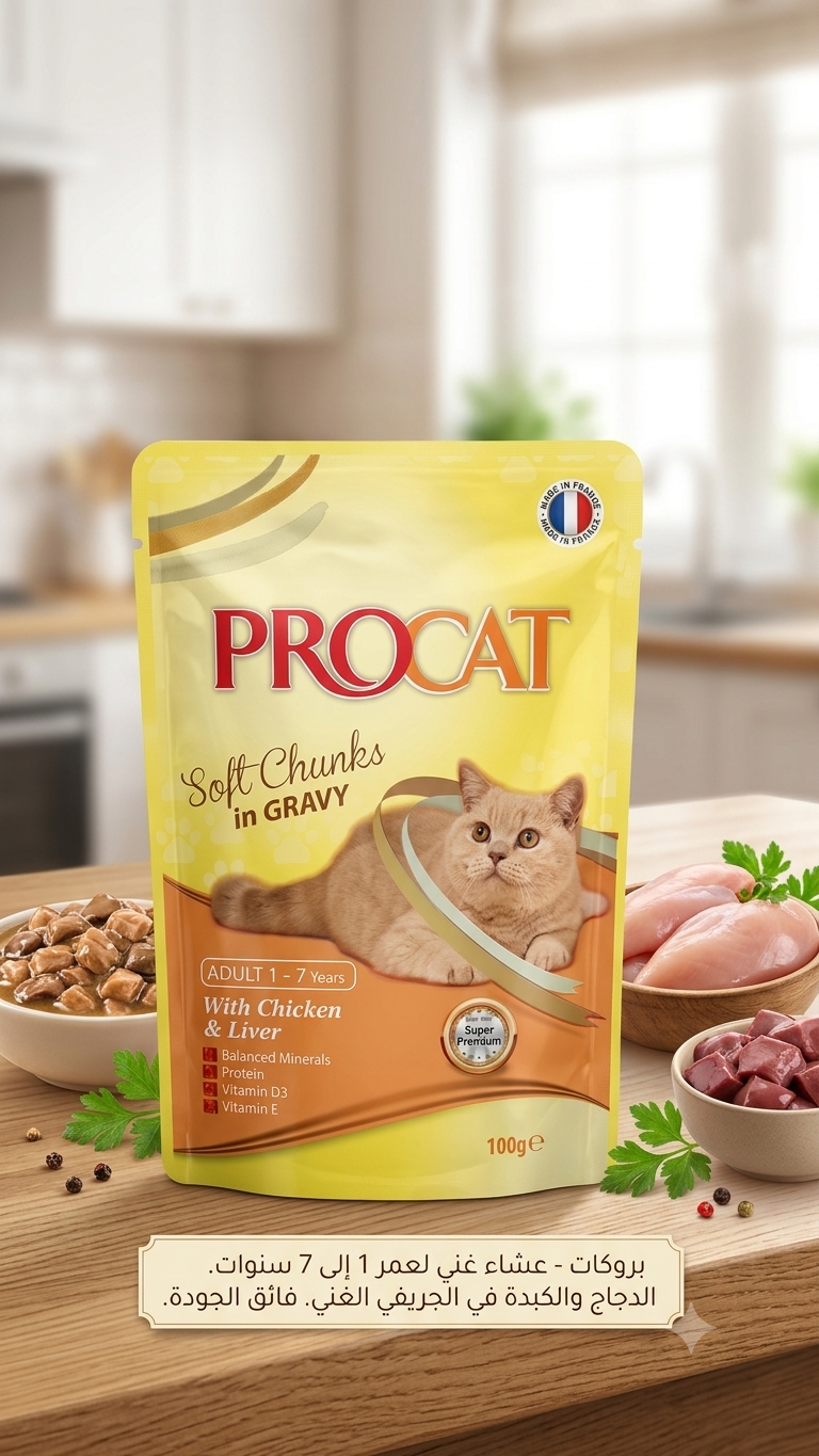 Procat Super Premium Soft Chunks in Gravy Chicken & Liver - 100g