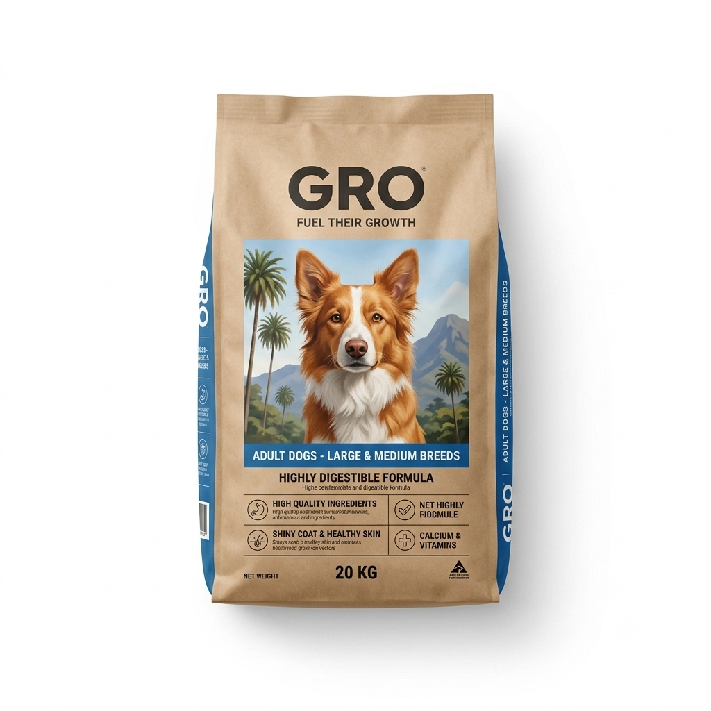 GRO Adult Dogs - Chicken Recipe Dry Food for Large & Medium Breeds - 20kg