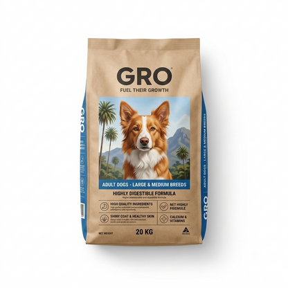 GRO Adult Dogs - Chicken Recipe Dry Food for Large & Medium Breeds - 20kg