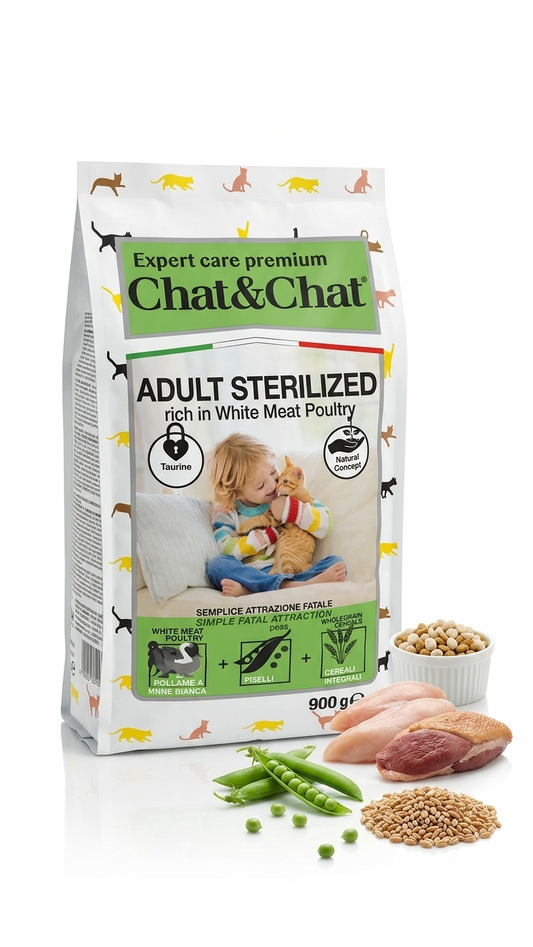 Chat & Chat Sterilized Adult Cat Food White Meat Poultry - 900g