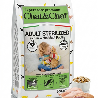Chat & Chat Sterilized Adult Cat Food White Meat Poultry - 900g